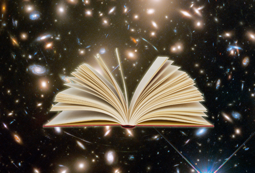 galaxies with book open